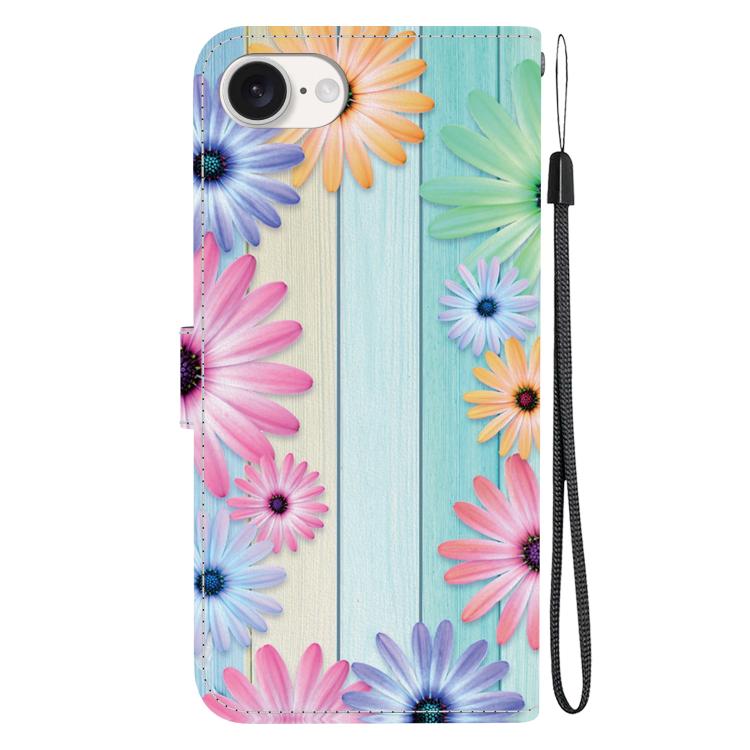 For iPhone 16e Crystal Texture Colored Drawing Leather Phone Case(Sunflowers) - iPhone 16e Cases by buy2fix | Online Shopping UK | buy2fix