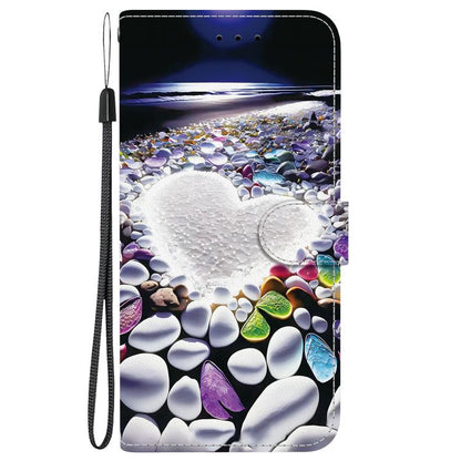 For iPhone 16e Crystal Texture Colored Drawing Leather Phone Case(Heart Shaped) - iPhone 16e Cases by buy2fix | Online Shopping UK | buy2fix