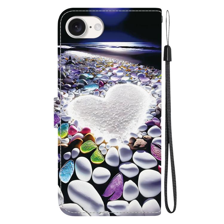 For iPhone 16e Crystal Texture Colored Drawing Leather Phone Case(Heart Shaped) - iPhone 16e Cases by buy2fix | Online Shopping UK | buy2fix