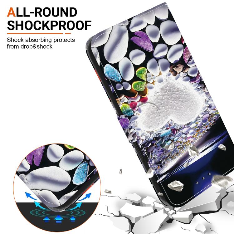 For iPhone 16e Crystal Texture Colored Drawing Leather Phone Case(Heart Shaped) - iPhone 16e Cases by buy2fix | Online Shopping UK | buy2fix