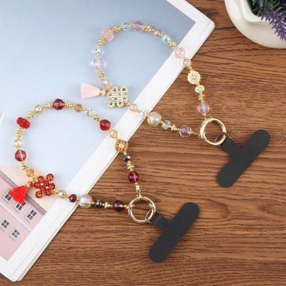 True Lover Knot Bead Chain Anti-Lost Phone Short Lanyard(Red) - Lanyards & Wrist Straps by buy2fix | Online Shopping UK | buy2fix