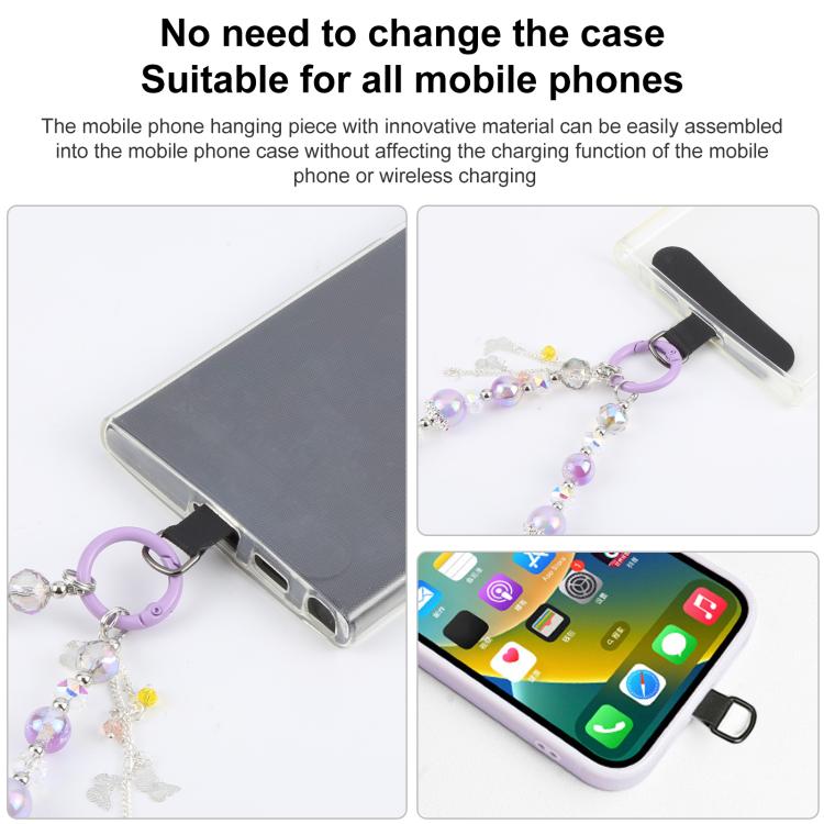 Tassels Chain Phone Anti-lost Short Lanyard(Purple) - Lanyards & Wrist Straps by buy2fix | Online Shopping UK | buy2fix