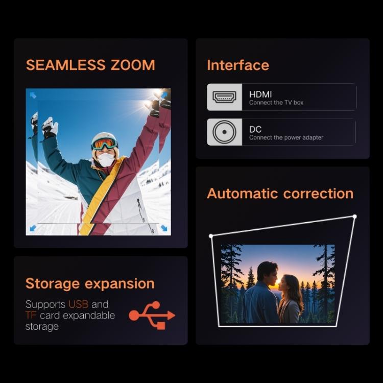 M10 Plus 1280 x 720P 200ANSI Amlogic H713 CPU Android 11 Smart Projector with Bracket, AU Plug(Metal Grey) by buy2fix