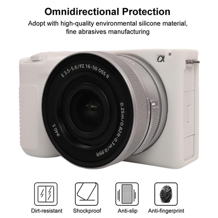 For Sony ZV-E10 II / ZV-E10M2 Litchi Texture Soft Silicone Protective Case(White) - Protective Case by buy2fix | Online Shopping UK | buy2fix