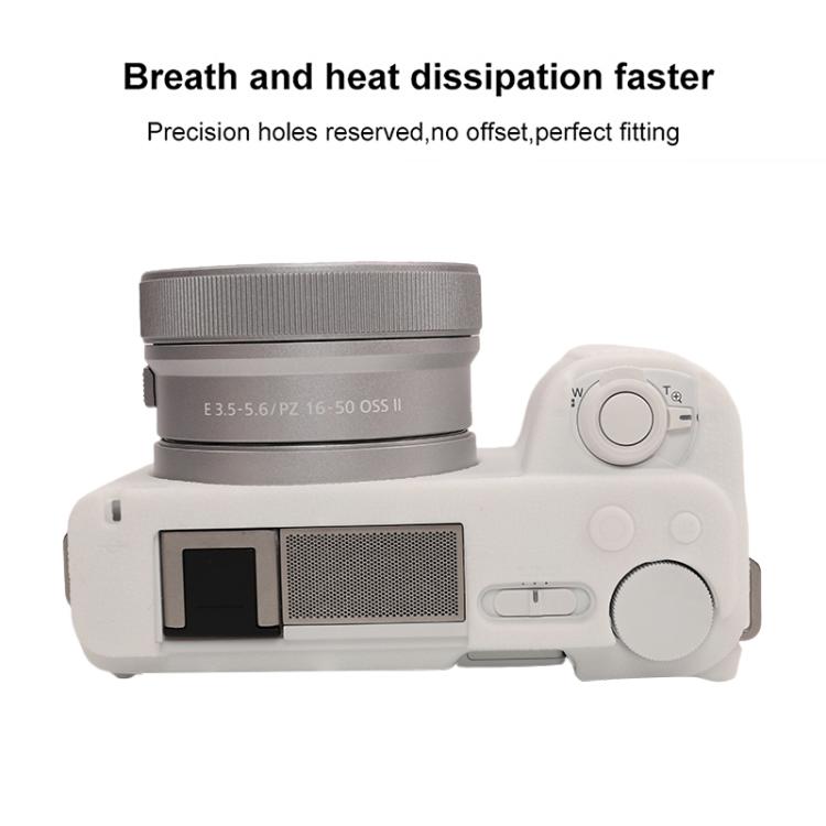 For Sony ZV-E10 II / ZV-E10M2 Litchi Texture Soft Silicone Protective Case(White) - Protective Case by buy2fix | Online Shopping UK | buy2fix