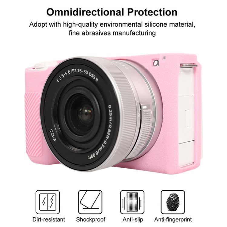 For Sony ZV-E10 II / ZV-E10M2 Litchi Texture Soft Silicone Protective Case(Pink) - Protective Case by buy2fix | Online Shopping UK | buy2fix
