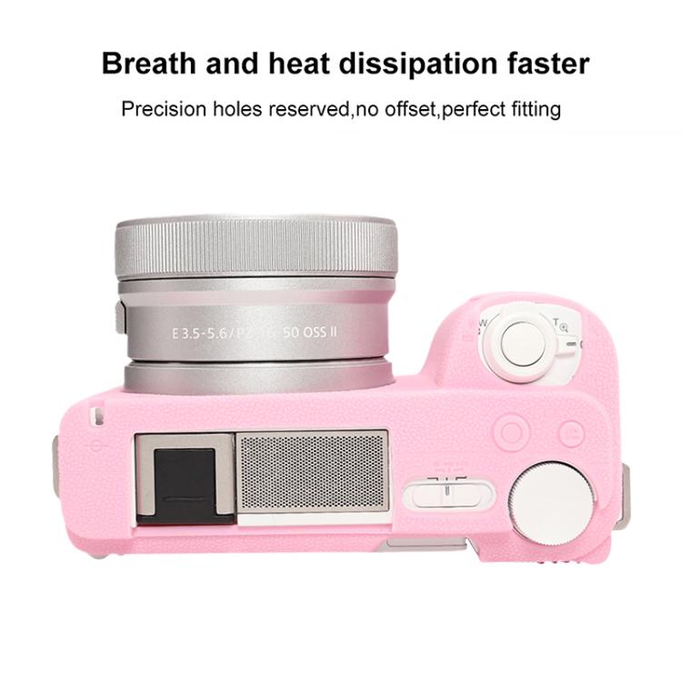For Sony ZV-E10 II / ZV-E10M2 Litchi Texture Soft Silicone Protective Case(Pink) - Protective Case by buy2fix | Online Shopping UK | buy2fix