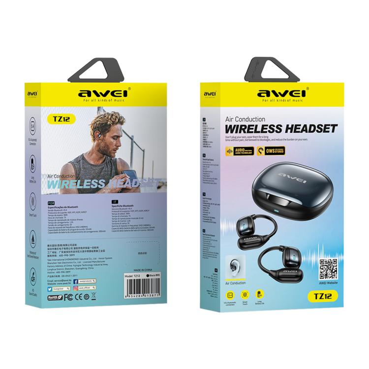 awei TZ12 Sport Wireless BT 5.4 Air Conduction Earphones(Black) - TWS Earphone by awei | Online Shopping UK | buy2fix