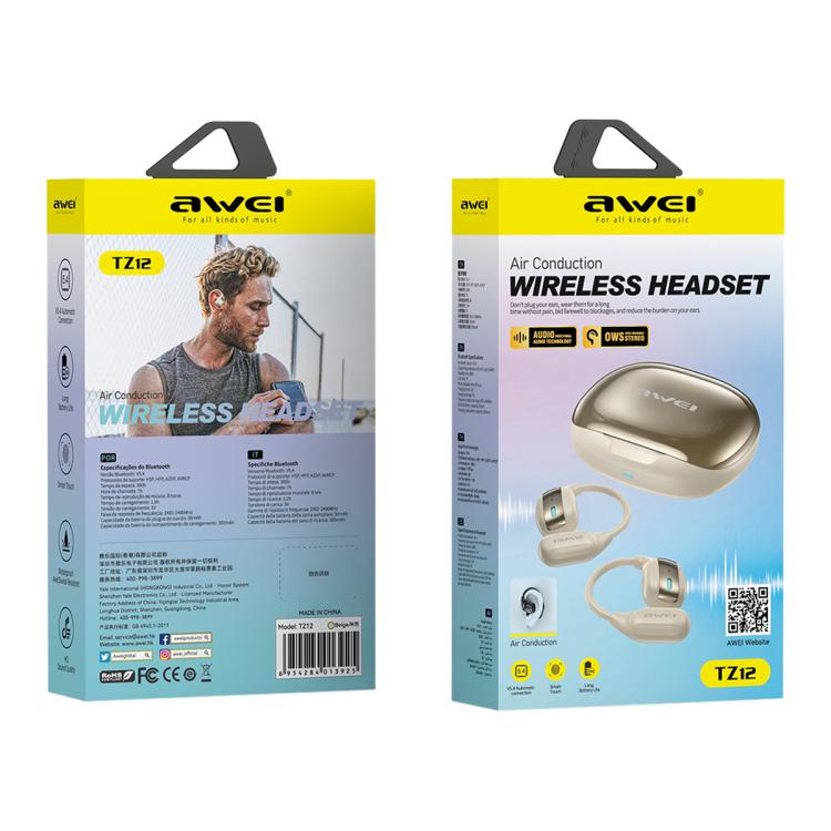 awei TZ12 Sport Wireless BT 5.4 Air Conduction Earphones(Beige) - TWS Earphone by awei | Online Shopping UK | buy2fix