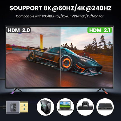 0.7m Coiled Coaxial 8K 48Gbps HDMI 2.1 Cable, Port:Right Bend - Cable by buy2fix | Online Shopping UK | buy2fix