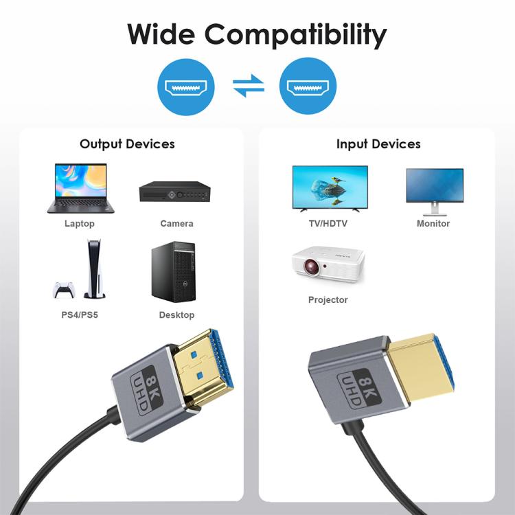 0.7m Coiled Coaxial 8K 48Gbps HDMI 2.1 Cable, Port:Left Bend - Cable by buy2fix | Online Shopping UK | buy2fix