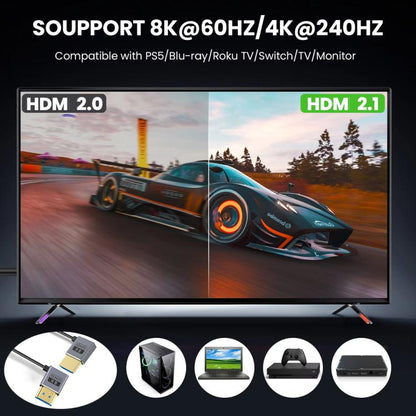 0.7m Coiled Coaxial 8K 48Gbps HDMI 2.1 Cable, Port:Right to Left Elbow - Cable by buy2fix | Online Shopping UK | buy2fix