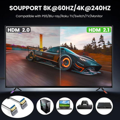 0.7m Coiled Coaxial 8K 48Gbps HDMI 2.1 Cable, Port:Down to Down Elbow - Cable by buy2fix | Online Shopping UK | buy2fix