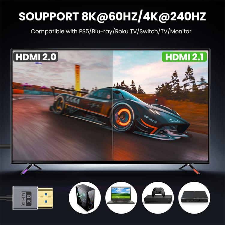 0.7m Coiled Coaxial 8K 48Gbps HDMI 2.1 Cable, Port:Male to Female Straight - Cable by buy2fix | Online Shopping UK | buy2fix