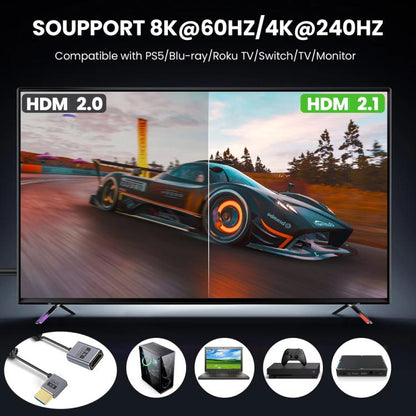 0.7m Coiled Coaxial 8K 48Gbps HDMI 2.1 Cable, Port:Male to Female Left Elbow - Cable by buy2fix | Online Shopping UK | buy2fix