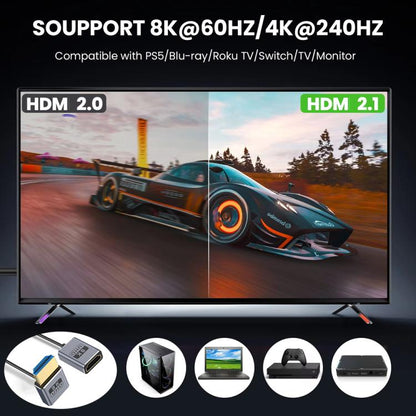 0.7m Coiled Coaxial 8K 48Gbps HDMI 2.1 Cable, Port:Male to Female Up Elbow - Cable by buy2fix | Online Shopping UK | buy2fix