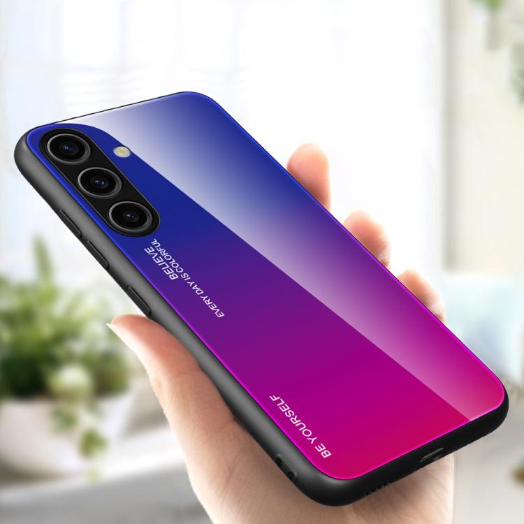 For Samsung Galaxy S25 5G Gradient Color Glass Phone Case(Purple Red) by buy2fix
