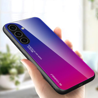 For Samsung Galaxy S25 5G Gradient Color Glass Phone Case(Purple Red) by buy2fix