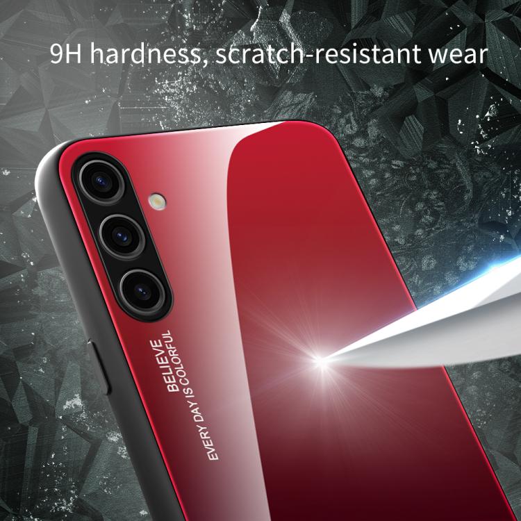 For Samsung Galaxy S25 5G Gradient Color Glass Phone Case(Purple Red) by buy2fix