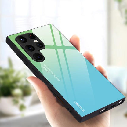 For Samsung Galaxy S25 Ultra 5G Gradient Color Glass Phone Case(Green Cyan) by buy2fix
