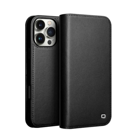 For iPhone 16 Pro Max QIALINO Classic Gen2 Genuine Leather Phone Case(Black) by QIALINO