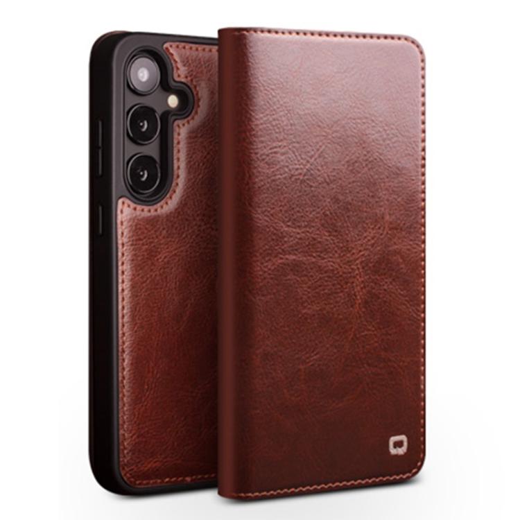 For Samsung Galaxy S25 5G QIALINO Genuine Leather Phone Case(Brown) - Galaxy S25 5G Cases by QIALINO | Online Shopping UK | buy2fix
