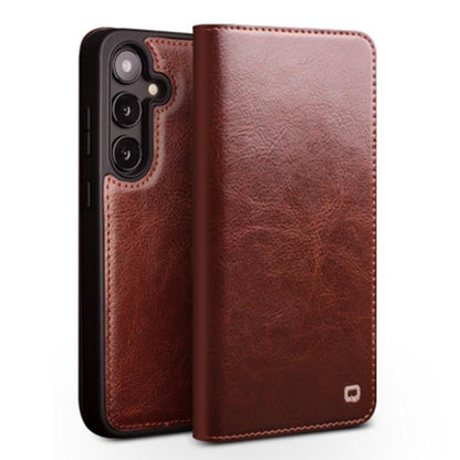 For Samsung Galaxy S25 5G QIALINO Genuine Leather Phone Case(Brown) - Galaxy S25 5G Cases by QIALINO | Online Shopping UK | buy2fix