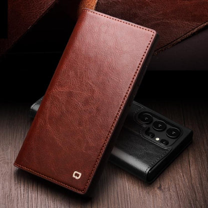 For Samsung Galaxy S25 5G QIALINO Genuine Leather Phone Case(Brown) - Galaxy S25 5G Cases by QIALINO | Online Shopping UK | buy2fix
