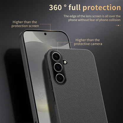 For Samsung Galaxy S25 5G HUIYI Leather Magnetic Phone Case(Black) by buy2fix