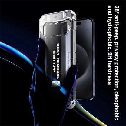 For iPhone 15 Pro Easy Install Privacy Tempered Glass Film - iPhone 15 Pro Tempered Glass by buy2fix | Online Shopping UK | buy2fix