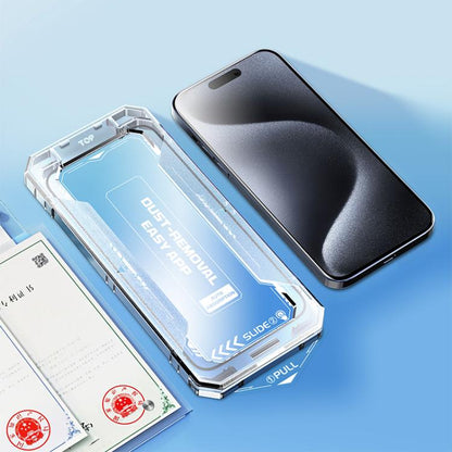 For iPhone 15 Pro Max Easy Install HD Tempered Glass Film - iPhone 15 Pro Max Tempered Glass by buy2fix | Online Shopping UK | buy2fix