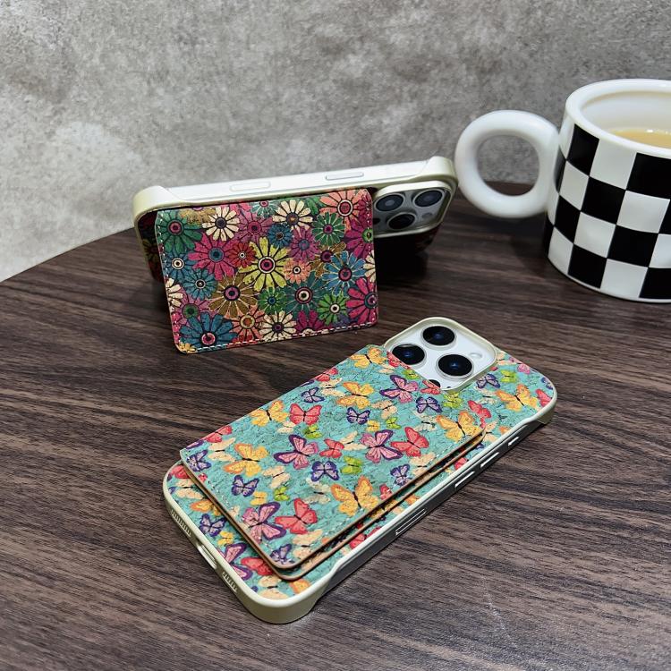For iPhone 14 Pro Denior D24 Paint MagSafe Card Slot Phone Case(Blue Butterflies) - iPhone 14 Pro Cases by Denior | Online Shopping UK | buy2fix