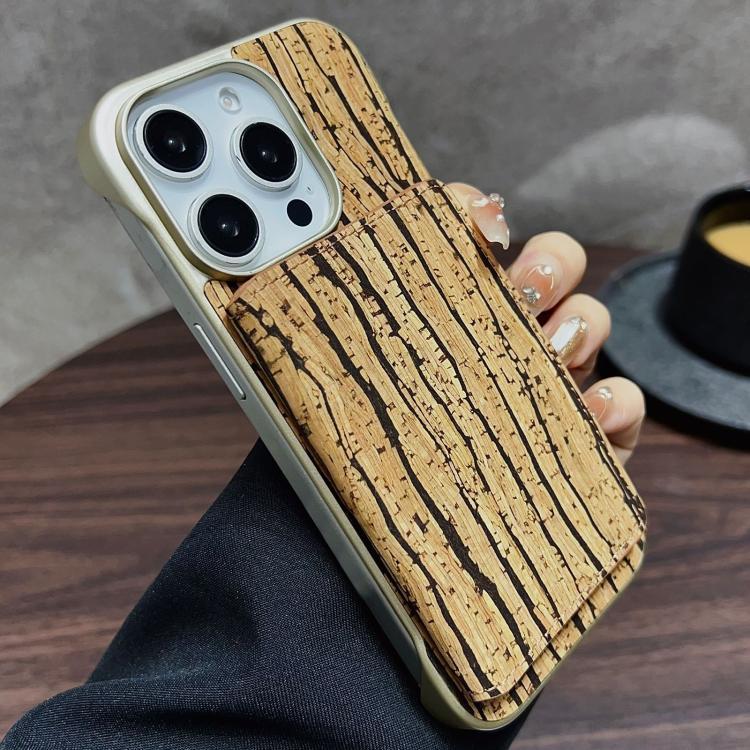 For iPhone 14 Pro Denior D24 Paint MagSafe Card Slot Phone Case(Yellow Wood Grain) - iPhone 14 Pro Cases by Denior | Online Shopping UK | buy2fix
