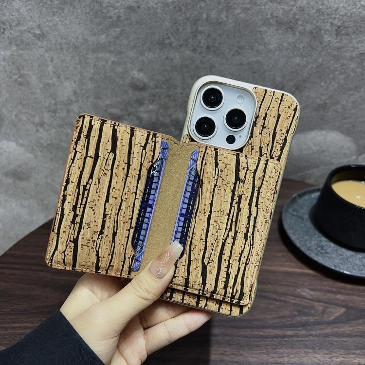 For iPhone 16 Pro Denior D24 Paint MagSafe Card Slot Phone Case(Yellow Wood Grain) - iPhone 16 Pro Cases by Denior | Online Shopping UK | buy2fix