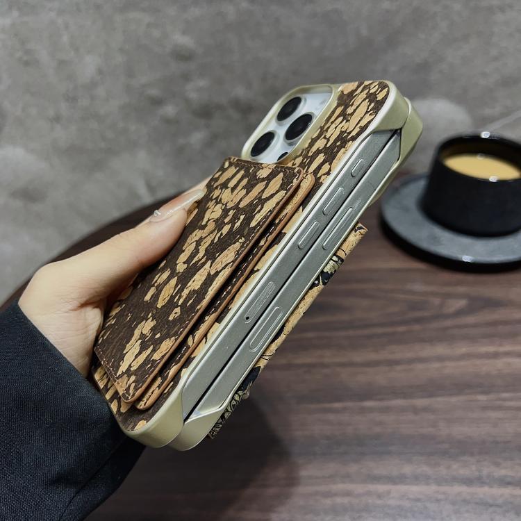 For iPhone 14 Pro Max Denior D24 Paint MagSafe Card Slot Phone Case(Yellow Wood Grain) - iPhone 14 Pro Max Cases by Denior | Online Shopping UK | buy2fix