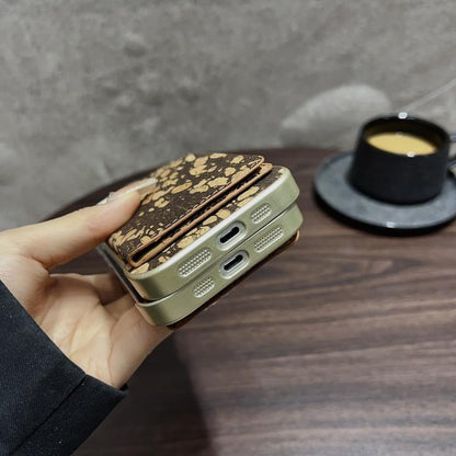 For iPhone 15 Plus / 14 Plus Denior D24 Paint MagSafe Card Slot Phone Case(Yellow Wood Grain) - iPhone 15 Plus Cases by Denior | Online Shopping UK | buy2fix