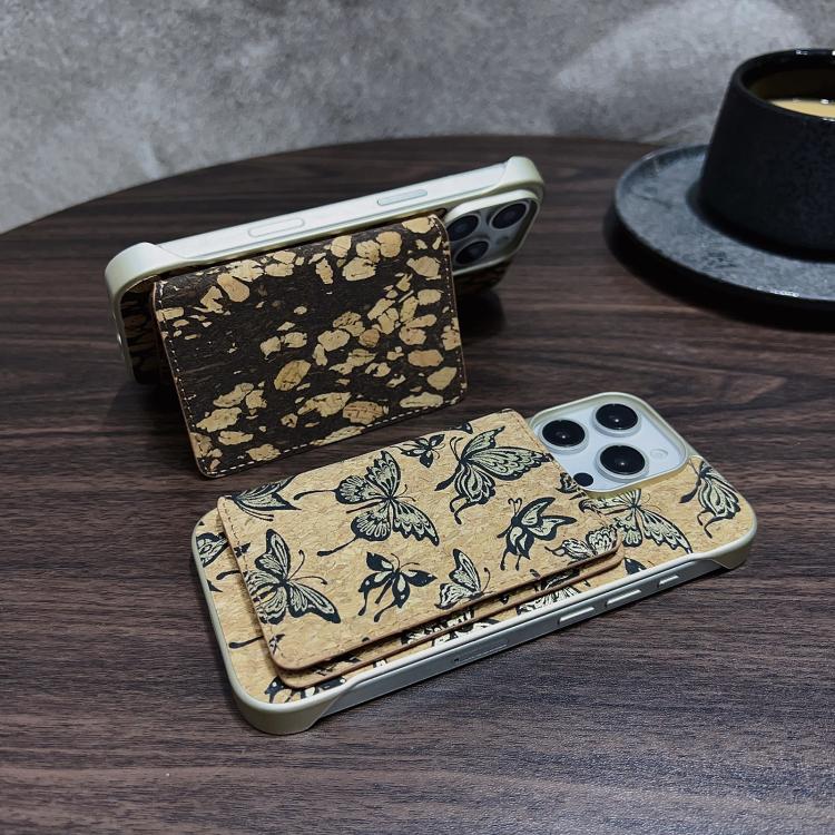 For iPhone 14 Pro Denior D24 Paint MagSafe Card Slot Phone Case(Gold Butterflies) - iPhone 14 Pro Cases by Denior | Online Shopping UK | buy2fix