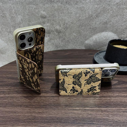 For iPhone 15 Denior D24 Paint MagSafe Card Slot Phone Case(Gold Butterflies) - iPhone 15 Cases by Denior | Online Shopping UK | buy2fix