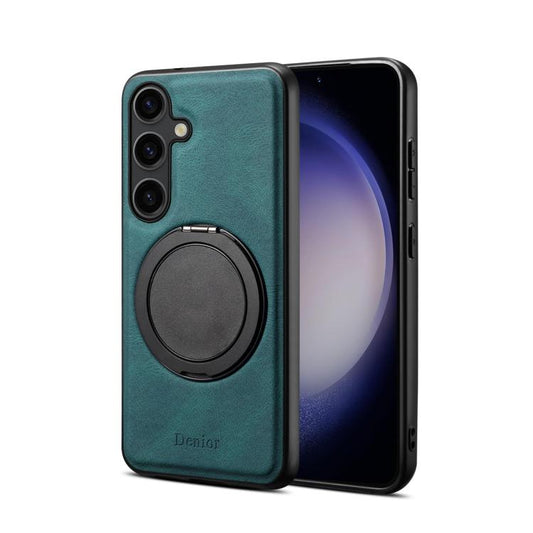 For Samsung Galaxy S25 5G Denior A14 Skin Feel Rotating Holder MagSafe Phone Case(Blue) - Galaxy S25 5G Cases by Denior | Online Shopping UK | buy2fix