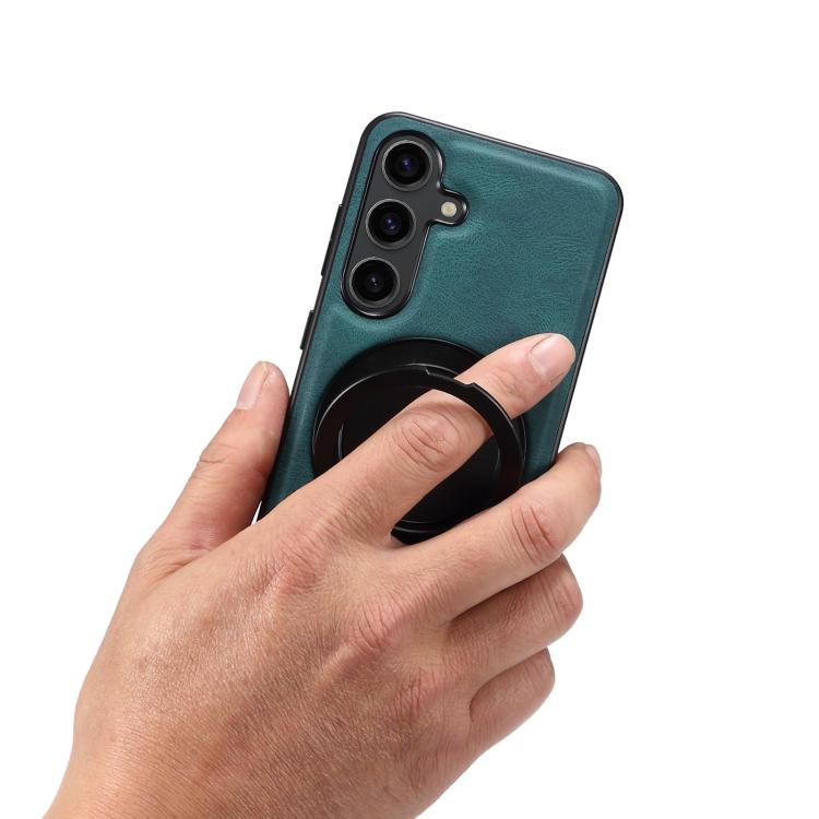 For Samsung Galaxy S25 5G Denior A14 Skin Feel Rotating Holder MagSafe Phone Case(Blue) - Galaxy S25 5G Cases by Denior | Online Shopping UK | buy2fix