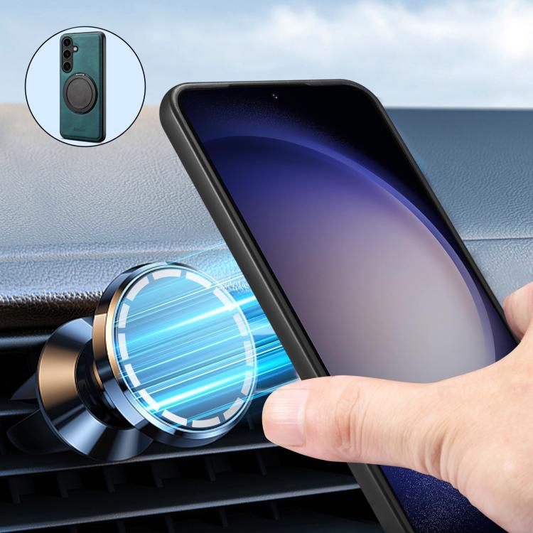 For Samsung Galaxy S25+ 5G Denior A14 Skin Feel Rotating Holder MagSafe Phone Case(Blue) - Galaxy S25+ 5G Cases by Denior | Online Shopping UK | buy2fix