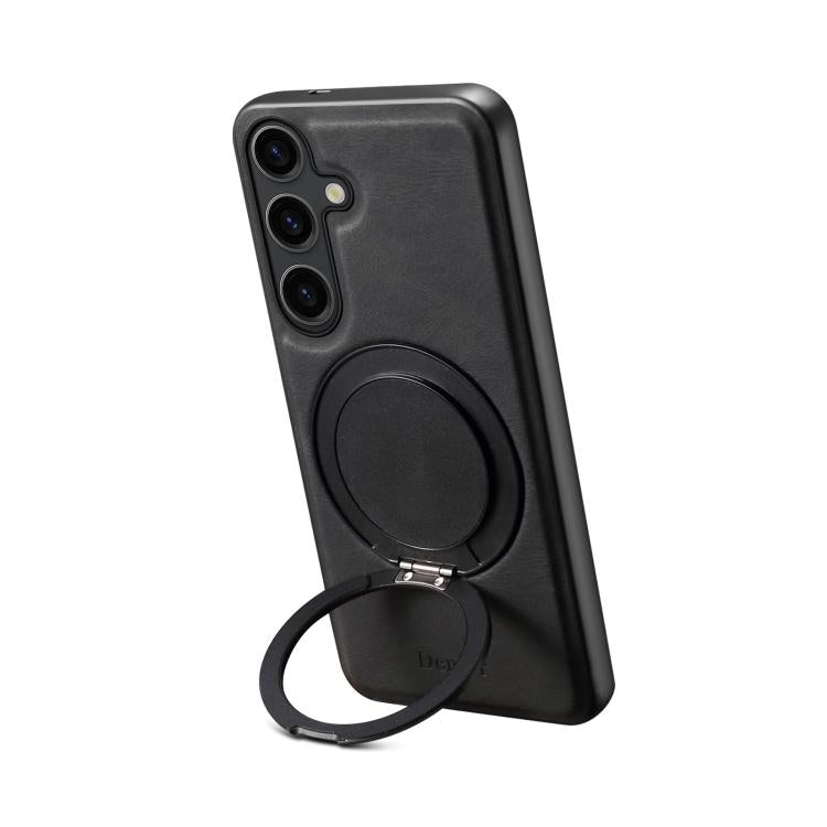 For Samsung Galaxy S25+ 5G Denior A14 Skin Feel Rotating Holder MagSafe Phone Case(Black) - Galaxy S25+ 5G Cases by Denior | Online Shopping UK | buy2fix