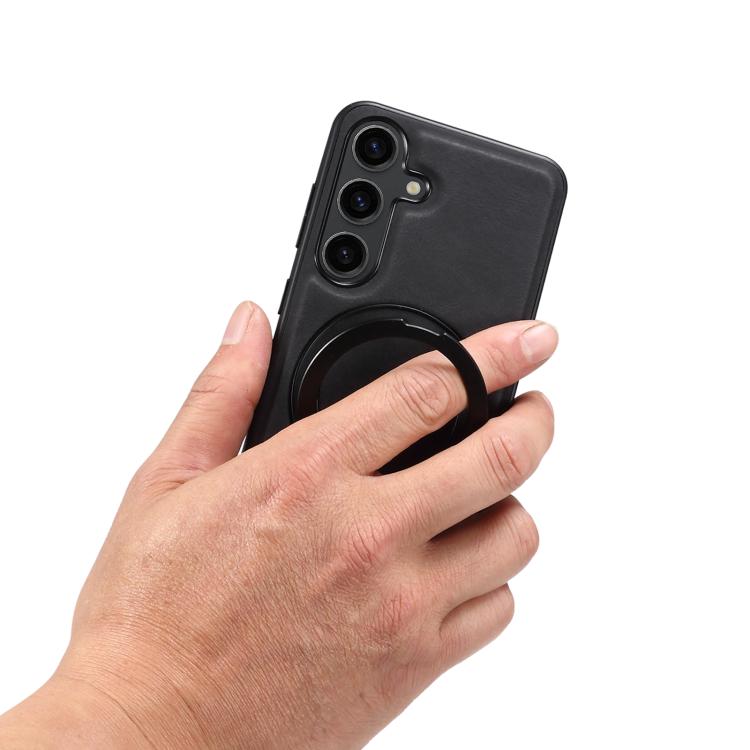 For Samsung Galaxy S25+ 5G Denior A14 Skin Feel Rotating Holder MagSafe Phone Case(Black) - Galaxy S25+ 5G Cases by Denior | Online Shopping UK | buy2fix