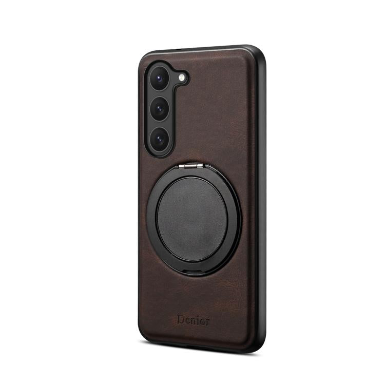 For Samsung Galaxy S23 5G Denior A14 Skin Feel Rotating Holder MagSafe Phone Case(Brown) - Galaxy S23 5G Cases by Denior | Online Shopping UK | buy2fix