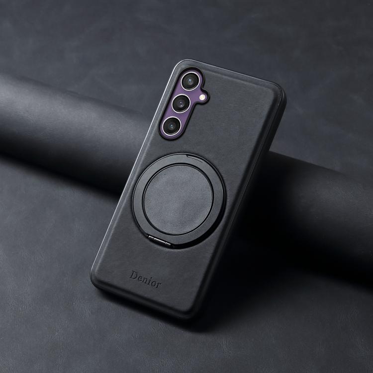 For Samsung Galaxy S23 FE 5G Denior A14 Skin Feel Rotating Holder MagSafe Phone Case(Black) - Galaxy S23 FE 5G Cases by Denior | Online Shopping UK | buy2fix