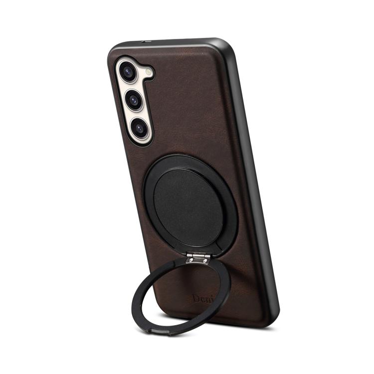 For Samsung Galaxy S23+ 5G Denior A14 Skin Feel Rotating Holder MagSafe Phone Case(Brown) - Galaxy S23+ 5G Cases by Denior | Online Shopping UK | buy2fix