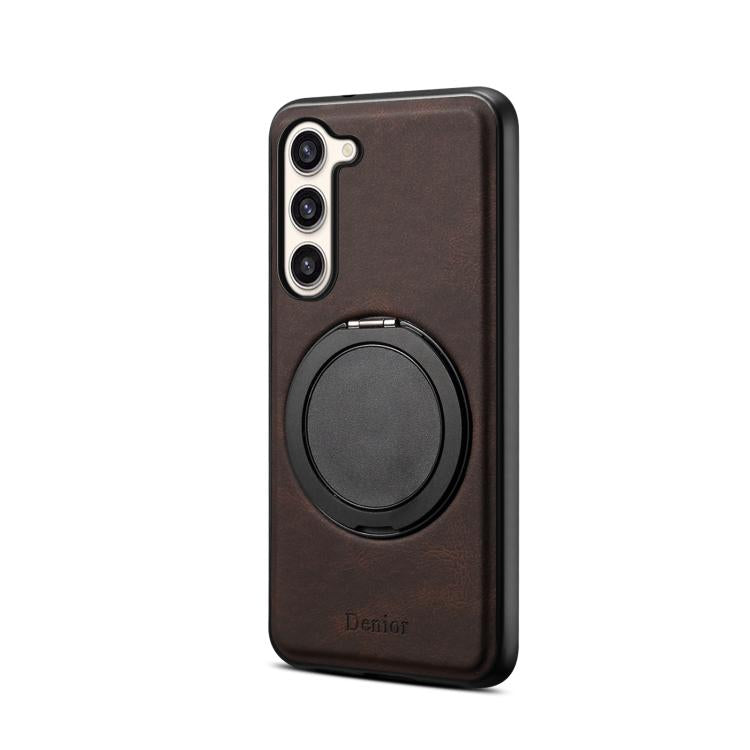 For Samsung Galaxy S23+ 5G Denior A14 Skin Feel Rotating Holder MagSafe Phone Case(Brown) - Galaxy S23+ 5G Cases by Denior | Online Shopping UK | buy2fix