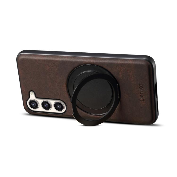 For Samsung Galaxy S23+ 5G Denior A14 Skin Feel Rotating Holder MagSafe Phone Case(Brown) - Galaxy S23+ 5G Cases by Denior | Online Shopping UK | buy2fix