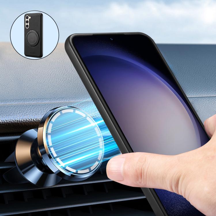 For Samsung Galaxy S23+ 5G Denior A14 Skin Feel Rotating Holder MagSafe Phone Case(Black) - Galaxy S23+ 5G Cases by Denior | Online Shopping UK | buy2fix