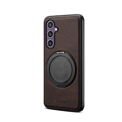 For Samsung Galaxy S24 5G Denior A14 Skin Feel Rotating Holder MagSafe Phone Case(Brown) - Galaxy S24 5G Cases by Denior | Online Shopping UK | buy2fix